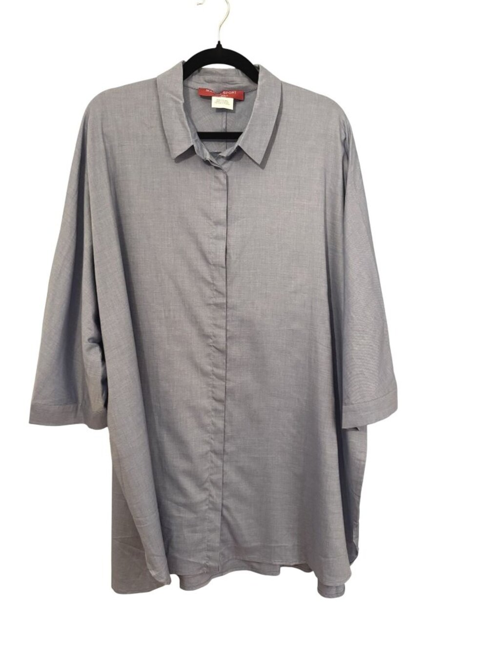 NWT Marina Rinaldi Womens Short Sleeve Button Down Top Blue Size US 18 $365 [jb]